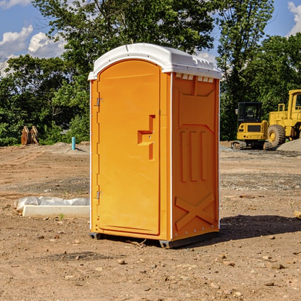 how often are the portable restrooms cleaned and serviced during a rental period in Rice County